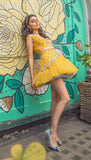 SUMMER IN PARIS - Yellow Babydoll Embroidered Mini Dress