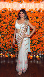 Richa Moorjani - Powder Blue embroidered pre-stitched saree Set
