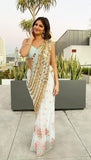 Richa Moorjani - Powder Blue embroidered pre-stitched saree Set
