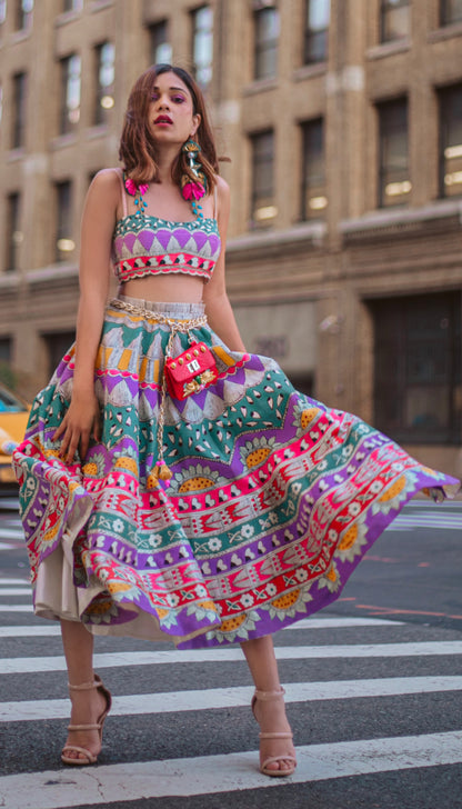 CAUGHT IN A CUFF - Hand-painted half lehenga Set