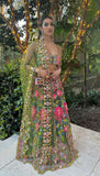 Rowi Singh - I'D WANNA BE ME TOO MOSS GREEN EMBELLISHED FULL LEHENGA SET