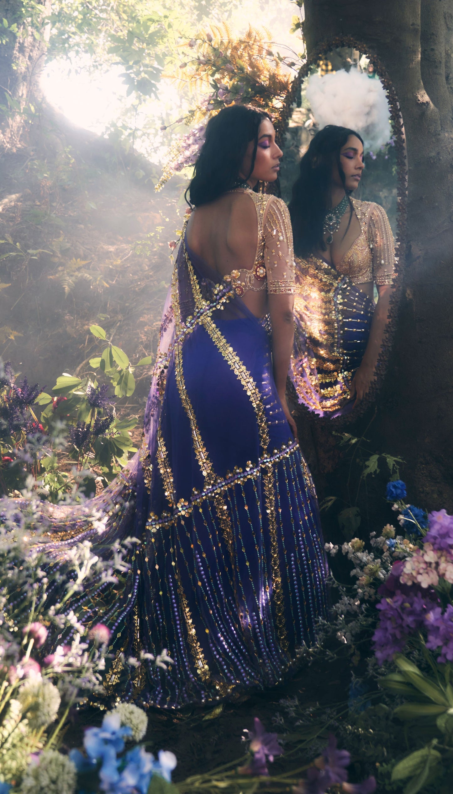 Charlotte - Blue & Gold Saree Set